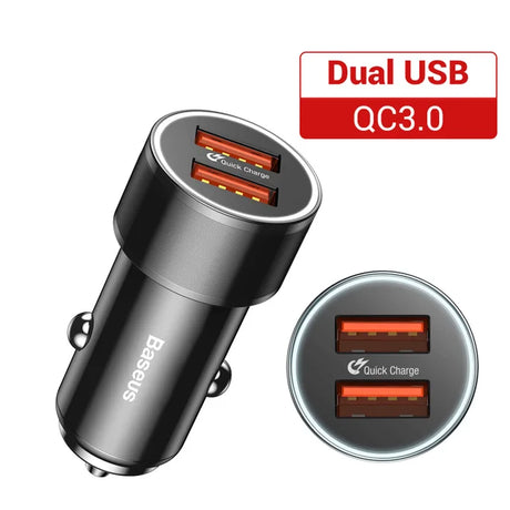 Baseus 36W Dual USB Quick Charge QC 3.0 Car Charger For iPhone USB Type-C PD Fast Charger Mobile Phone Quick Charger Car-Charger - V.I.P Digital Presence