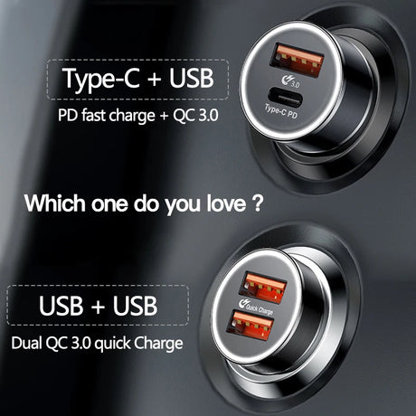 Baseus 36W Dual USB Quick Charge QC 3.0 Car Charger For iPhone USB Type-C PD Fast Charger Mobile Phone Quick Charger Car-Charger - V.I.P Digital Presence