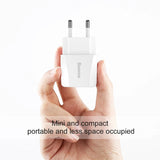 Cargador USB dual Baseus de 5 V y 2,1 A para teléfono, carga rápida, portátil, enchufe europeo, adaptador de viaje, cargador de pared. 