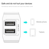 Cargador USB dual Baseus de 5 V y 2,1 A para teléfono, carga rápida, portátil, enchufe europeo, adaptador de viaje, cargador de pared. 