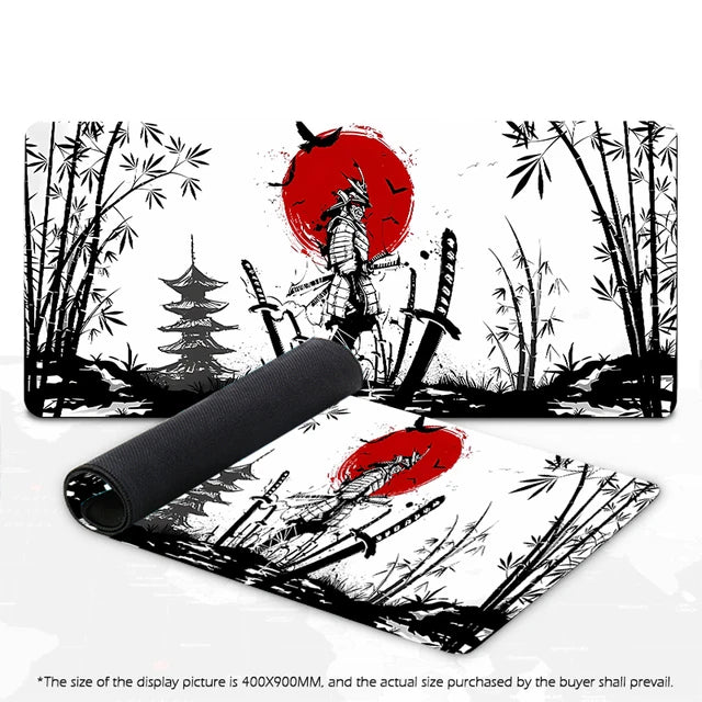 Alfombrilla de ratón Samurai Warrior para gamers, accesorios para ordenador, teclado, mesa, alfombrilla de ratón negra, empresa, accesorio de escritorio para portátil y gaming