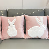 Soft Rabbit Pillow Cover Sofa Cushion Velvet Embroidered Pillow Girl's Heart Pink Cartoon Pillow Cover Cute - V.I.P Digital Presence