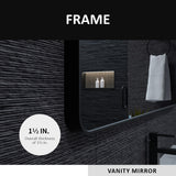 24x36 inch aluminum frame round rectangular bathroom wall mirror, matte black rust proof, tempered glass mirror - V.I.P Digital Presence