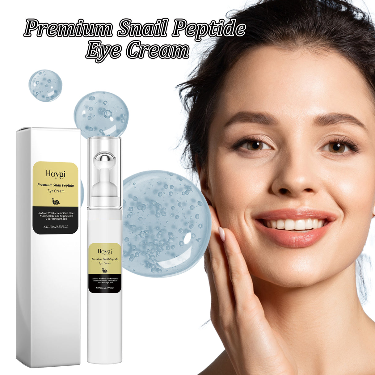 Premium Snail Peptide Eye Cream, Elastic Muscle To Reduce Puffiness And Fine Lines Around The Eye Skin Roller Massage Care Eye Cream - V.I.P Digital Presence