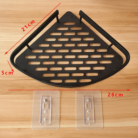 Minimalist bathroom black aluminum alloy triangular rectangular non perforated bathroom storage corner shelf - V.I.P Digital Presence