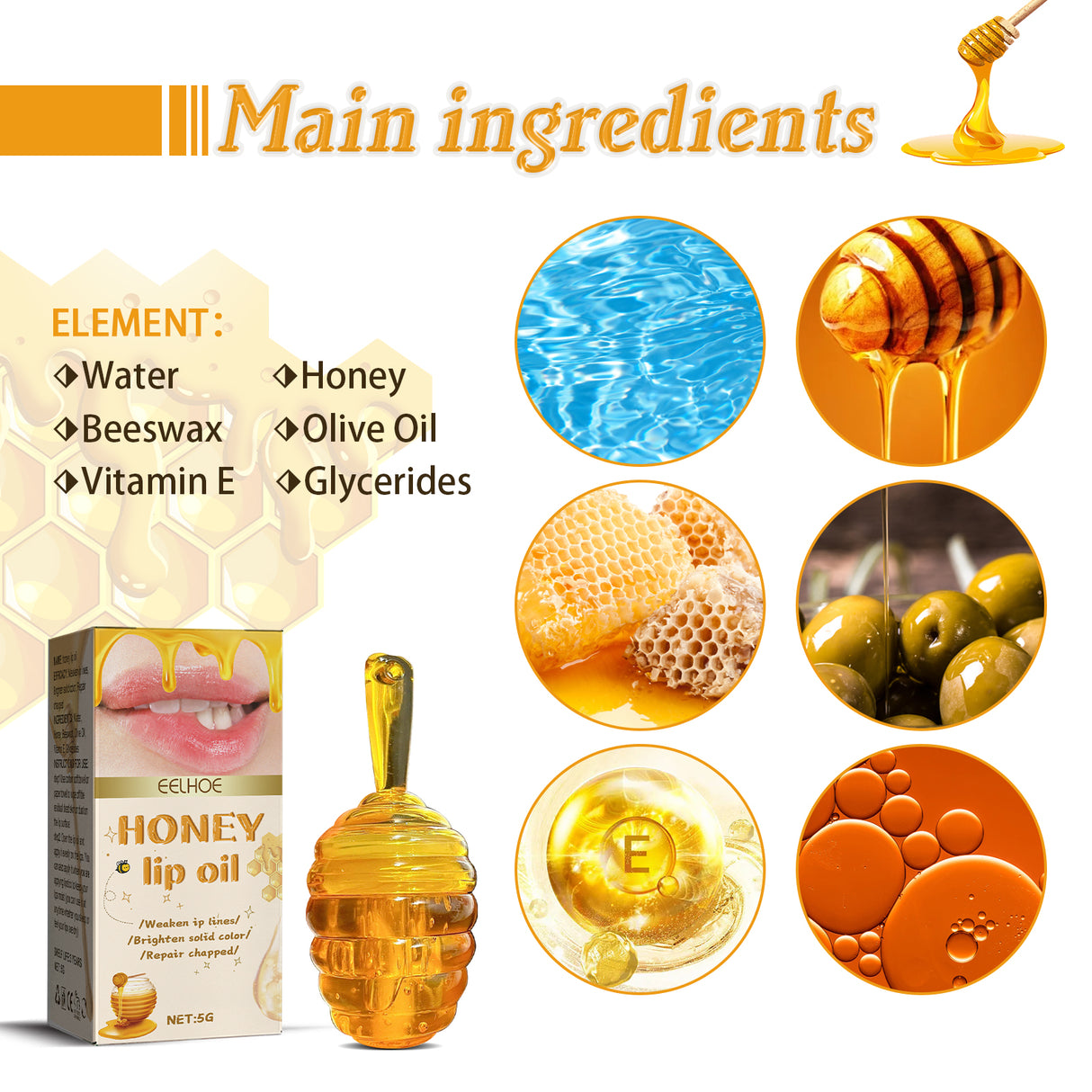 Honey Lip Oil, Reduces Lip Lines Prevents Dryness And Flaking Moisturizing Lip Oil - V.I.P Digital Presence