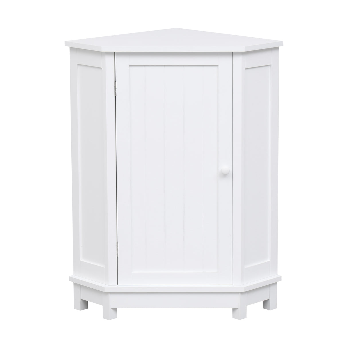 White Bathroom Cabinet Triangle Corner Storage Cabinet with Adjustable Shelf Modern Style MDF Board - V.I.P Digital Presence