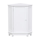 White Bathroom Cabinet Triangle Corner Storage Cabinet with Adjustable Shelf Modern Style MDF Board - V.I.P Digital Presence