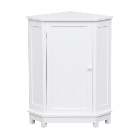 White Bathroom Cabinet Triangle Corner Storage Cabinet with Adjustable Shelf Modern Style MDF Board - V.I.P Digital Presence