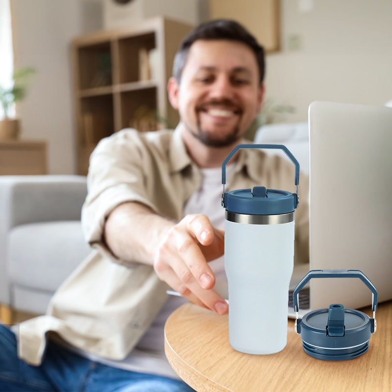 Reusable 30oz Straw Lid - BPA-free, flip cover, dishwasher safe, leak/spill-proof. Stanley tumbler accessory. - V.I.P Digital Presence