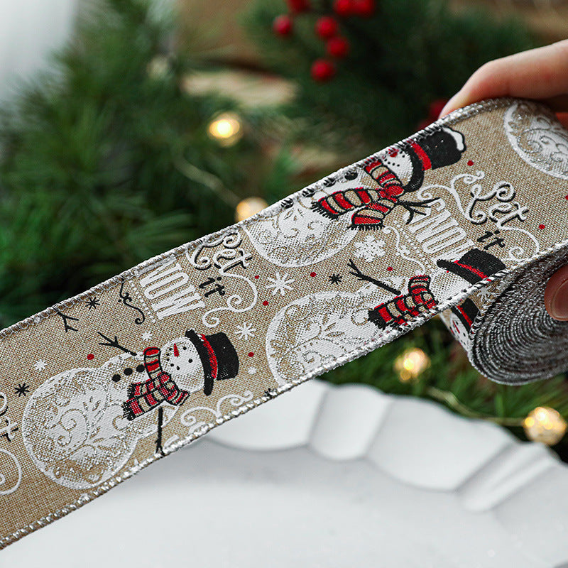 Christmas ribbon imitation linen ribbon decoration bow accessories snowflake Christmas ribbon in stock - V.I.P Digital Presence