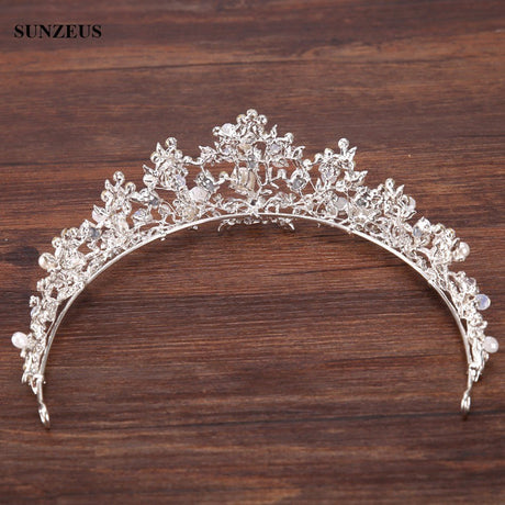 Silver Crystal Bridal Tiara With Pearls Headband Wedding Crown For Brides Marriage Accessories - V.I.P Digital Presence