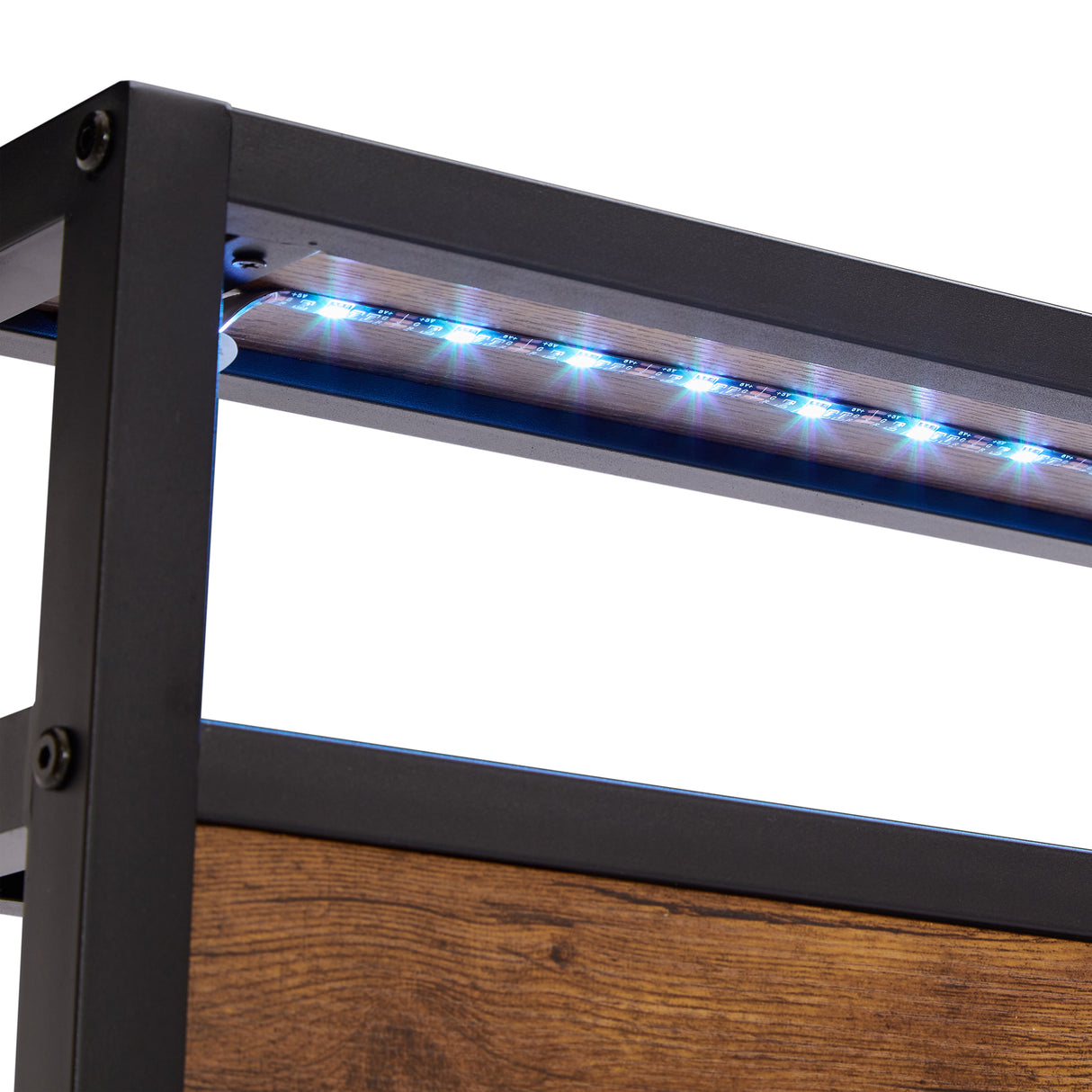 Large metal bed frame with wooden headboard and USB foot pedal, charging station, 2 drawers, LED lights, no need for box spring - V.I.P Digital Presence