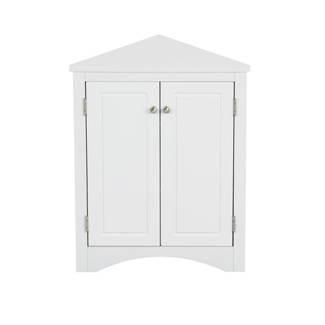 White Triangle Bathroom Storage Cabinet with Adjustable Shelves, Freestanding Floor Cabinet for Home Kitchen - V.I.P Digital Presence