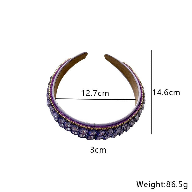 Double row geometric circular purple rhinestone women's fashionable hair compression headband - V.I.P Digital Presence