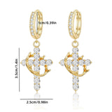 Rotating Crown Cross Earrings Set with Zircon - V.I.P Digital Presence