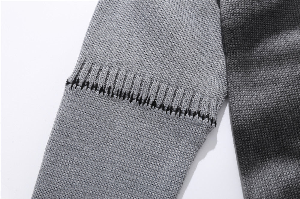 Graffiti Print Crew Neck Knit Sweater Men's Loose Fit Pullover with Hem Holes Street Style Trendy Design - V.I.P Digital Presence