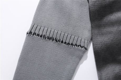 Graffiti Print Crew Neck Knit Sweater Men's Loose Fit Pullover with Hem Holes Street Style Trendy Design - V.I.P Digital Presence