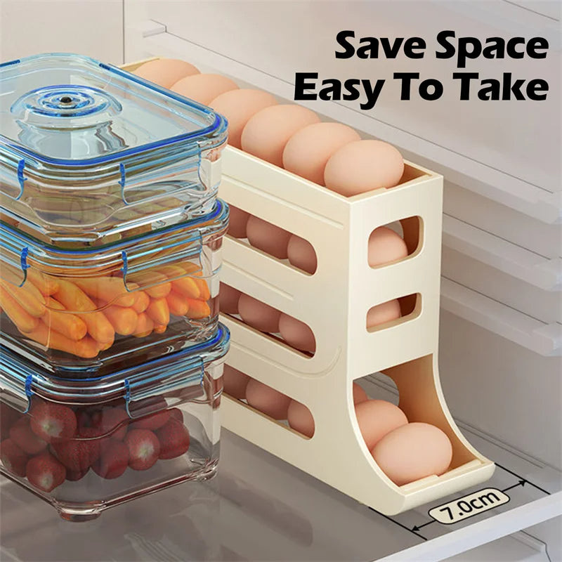 Refrigerator Egg Storage Box Automatic Scrolling Egg Holder Kitchen Large Capacity Dedicated Rolling Egg Storage Box for Kitchen - V.I.P Digital Presence