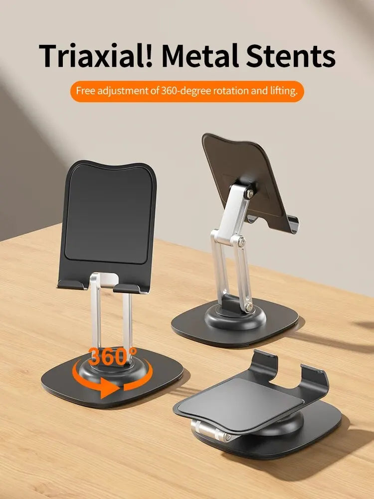 Multi-Function Folding Lift Lazy Mobile Phone Stand 360° Rotating Live Stand Aluminum Mobile Phone Tablet Desktop Stand - V.I.P Digital Presence