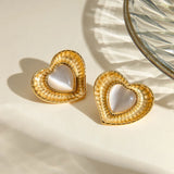 White cat eye stone earrings with niche temperament titanium steel earrings - V.I.P Digital Presence