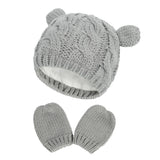 New Baby Kids Girls Boys Winter Warm Knit Hat Ear Solid Warm Cute Glove 2pcs Lovely Beanie Cap 0-18M - V.I.P Digital Presence