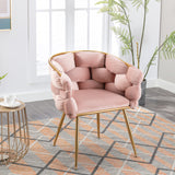 Luxury modern simple leisure velvet single sofa chair bedroom stool manicure table back chair pink set of 2 - V.I.P Digital Presence
