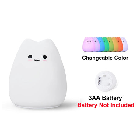 Touch Night Light Colorful Cat Silicone Animal Light Led Cartoon Lamp Bedroom Decoration Lights Bedside Lighting - V.I.P Digital Presence