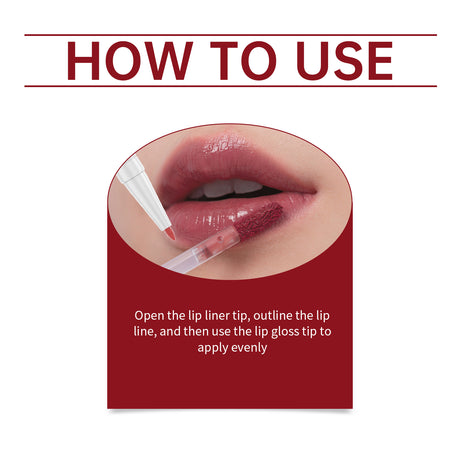 Double Head Essence Lip Line Lip Glaze Pen 2-In-1 Lip Line Lip Glaze Mirror Gloss Lipstick Lip Gloss - V.I.P Digital Presence
