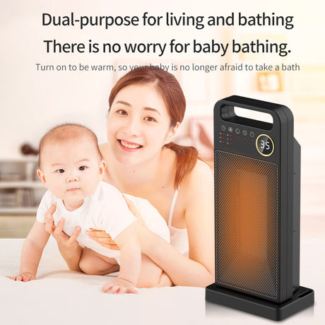 PTC Remote Control Electric Heater Touch Screen Vertical 120 Degree Shaking Head Heater - V.I.P Digital Presence