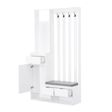 39.3'W70.8'H multifunctional corridor shoe cabinet with soft padded nail board and white clothes hanger with entrance hook - V.I.P Digital Presence