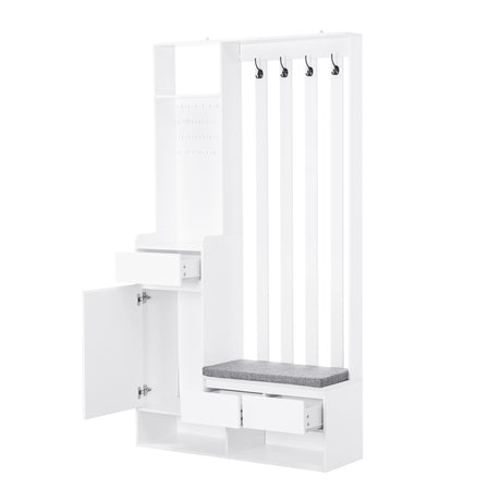 39.3'W70.8'H multifunctional corridor shoe cabinet with soft padded nail board and white clothes hanger with entrance hook - V.I.P Digital Presence