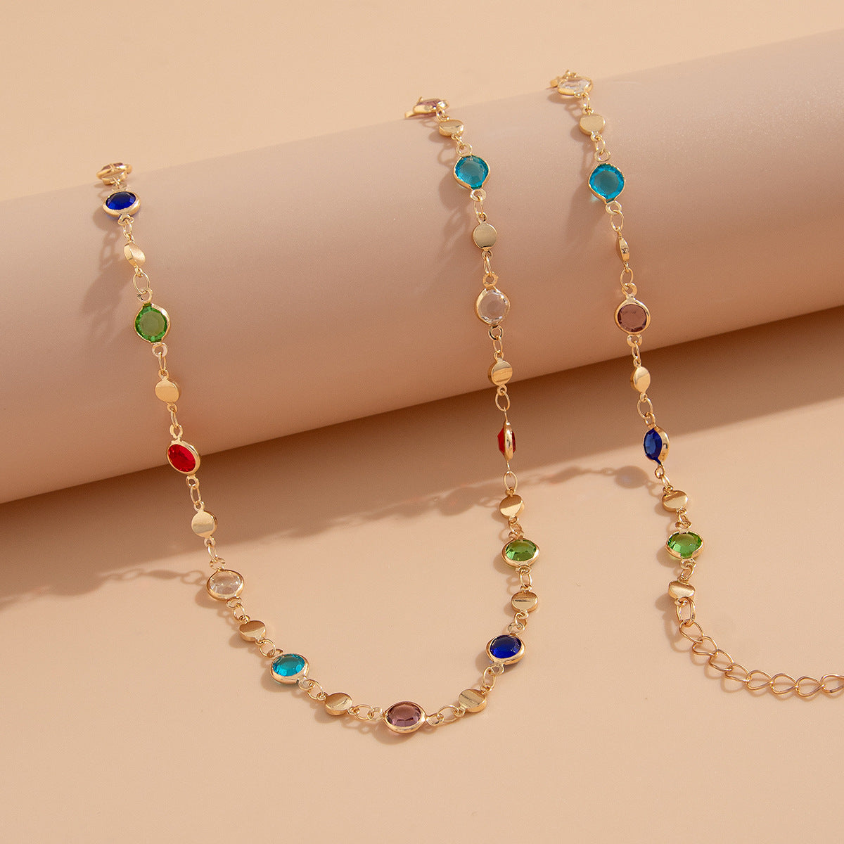 Bohemian style inlaid colorful crystal body chain ins style alloy versatile waist chain - V.I.P Digital Presence