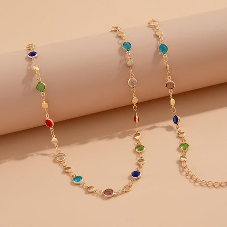 Bohemian style inlaid colorful crystal body chain ins style alloy versatile waist chain - V.I.P Digital Presence