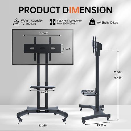 FANCO Universal Rotating TV Stand, Suitable for 32-80 inch TVs, Tiltable Desktop TV Stand, Maximum VESA 600x400mm (Black) - V.I.P Digital Presence