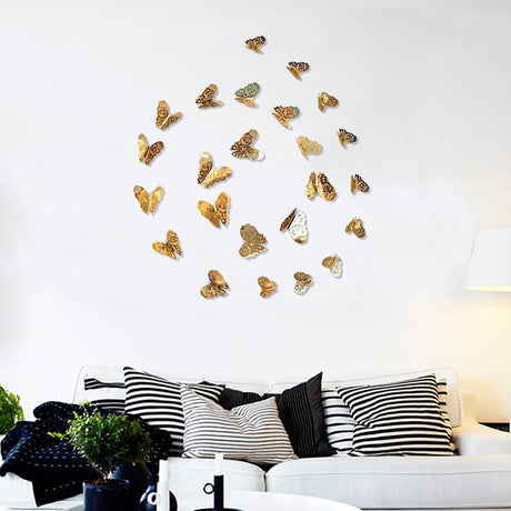 12pcs 3D Hollow Butterfly Wall Sticker for Home Decor DIY Butterflies Fridge stickers  Room Decoration Party Wedding Decor - V.I.P Digital Presence