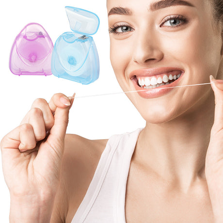 50m Mint-Flavored Dental Floss Blue Triangle Boxed Disposable Dental Floss Stick Tooth Cleaning Portable Floss Roll - V.I.P Digital Presence