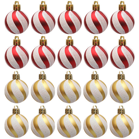 Christmas Ball Decoration Red and White Threaded Christmas Tree Hanging Decoration Hand drawn Christmas Ball Plastic - V.I.P Digital Presence