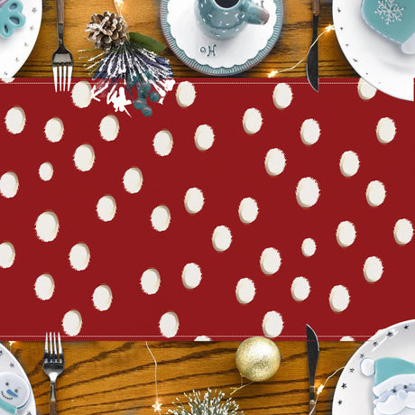 Christmas cartoon reindeer table flag Christmas snowflakes polka dot linen tablecloth kitchen table decoration tablecloth mat - V.I.P Digital Presence