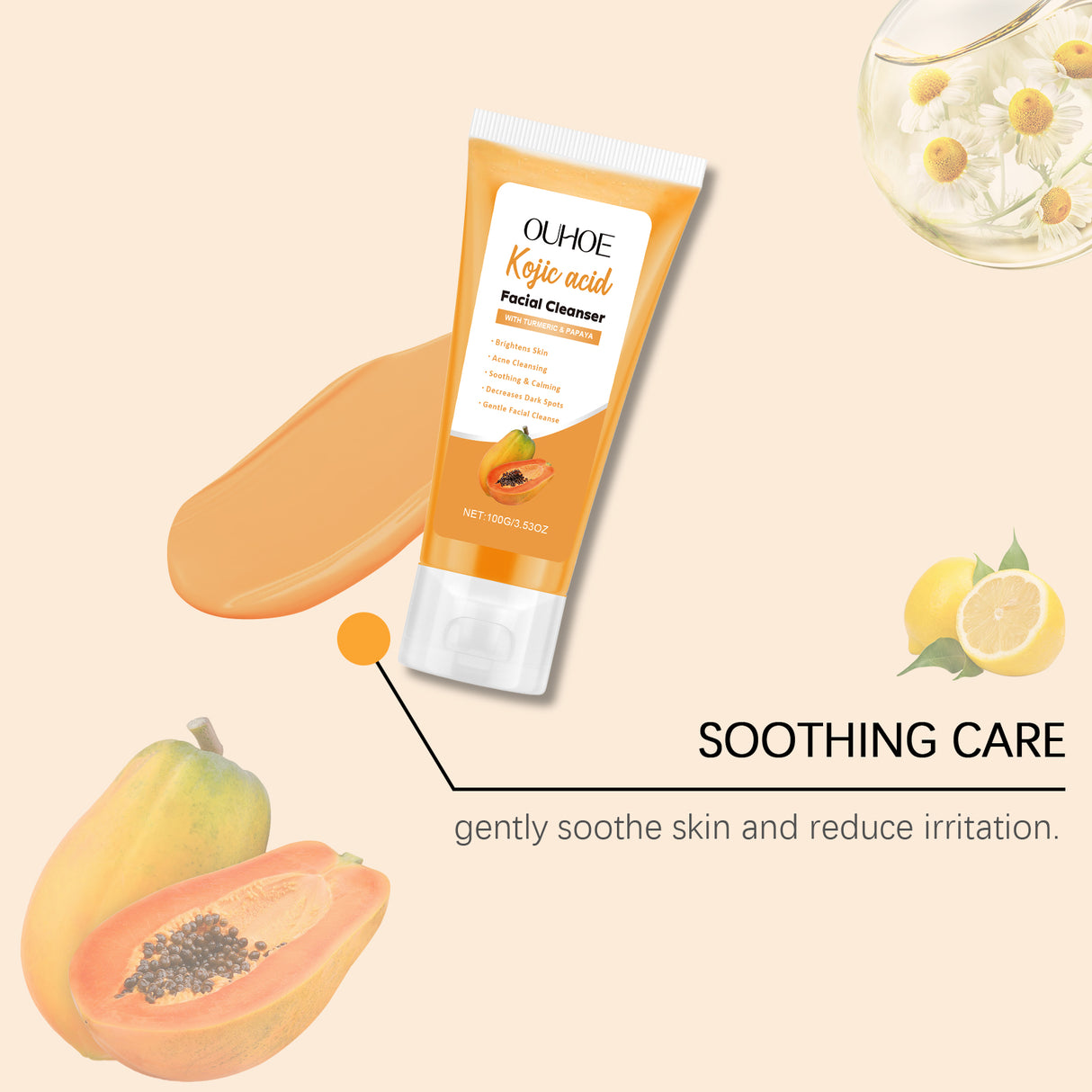Papaya Facial Cleanser Cleans Pores, Balances Oils And Moisturizes And Moisturizes Skin