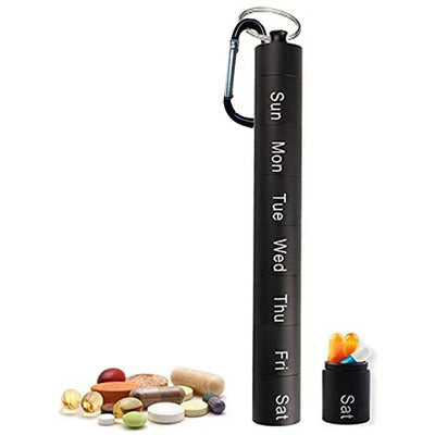 Caja de medicamentos de aleación de aluminio dividida, sellada, impermeable y con capacidad para 7 días. 