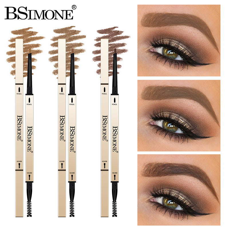 Natural Long-Lasting Waterproof Non-Fading Very Fine Three-Dimensional Not Easy To Smudge Double-Ended Small Gold Bar Eyebrow Pencil - V.I.P Digital Presence