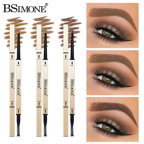 Natural Long-Lasting Waterproof Non-Fading Very Fine Three-Dimensional Not Easy To Smudge Double-Ended Small Gold Bar Eyebrow Pencil - V.I.P Digital Presence