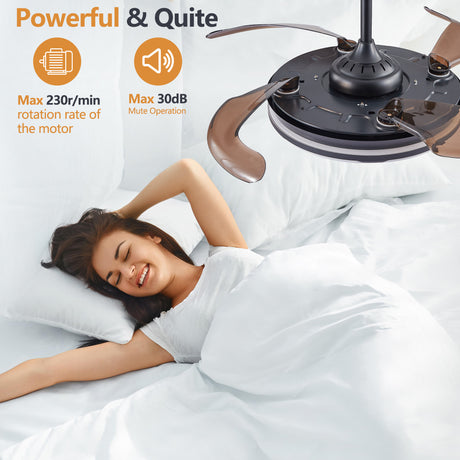 Modern Minimalist Invisible Ceiling Fan Light - Retractable Fan With LED Fixtures - For Living Room, Bedroom and Dining room - V.I.P Digital Presence