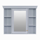 35'' x 28'' Blue Wall Mounted Bathroom Storage Cabinet with Mirror Door, Modern Bathroom Wall Cabinet with Mirror - V.I.P Digital Presence