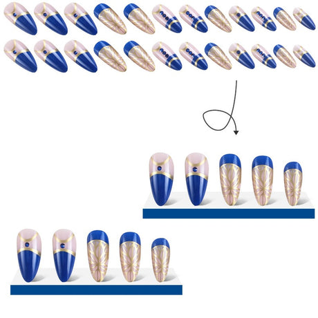 Cross-border palace style diamond wearable nail patches long gold foil nail polish wearable nail patches - V.I.P Digital Presence