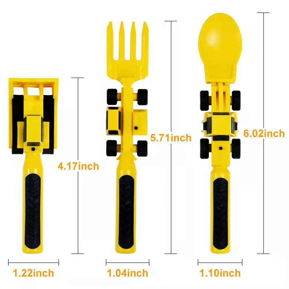 Dinneractive car bulldozer excavator fork shovel dining plate children's tableware three sets - V.I.P Digital Presence