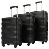 Hardshell Luggage Sets 3 Pcs Spinner Suitcase with TSA Lock Lightweight 20''24''28''   Black + ABS