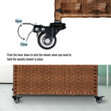 Laundry Hamper With Lid PE Rattan Powder Coating Frame Clothes Hampers with 02 Removable Bags, Wheels, 160L, Brown Color - V.I.P Digital Presence