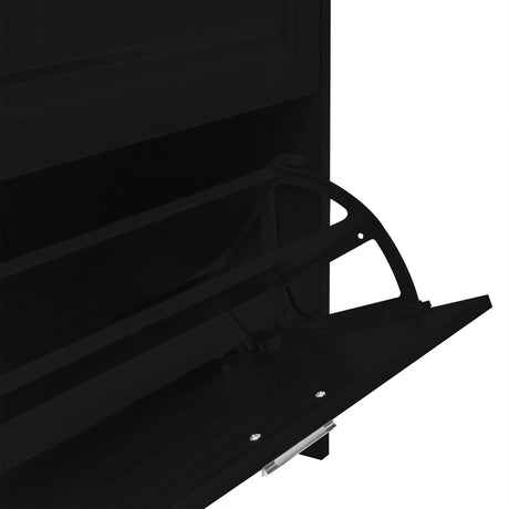 U-Can Shoe Storage Cabinet for Entryway with 3 Flip Drawers, Modern Shoe Organizer Cabinet, Free Standing Shoe Rack Black - V.I.P Digital Presence